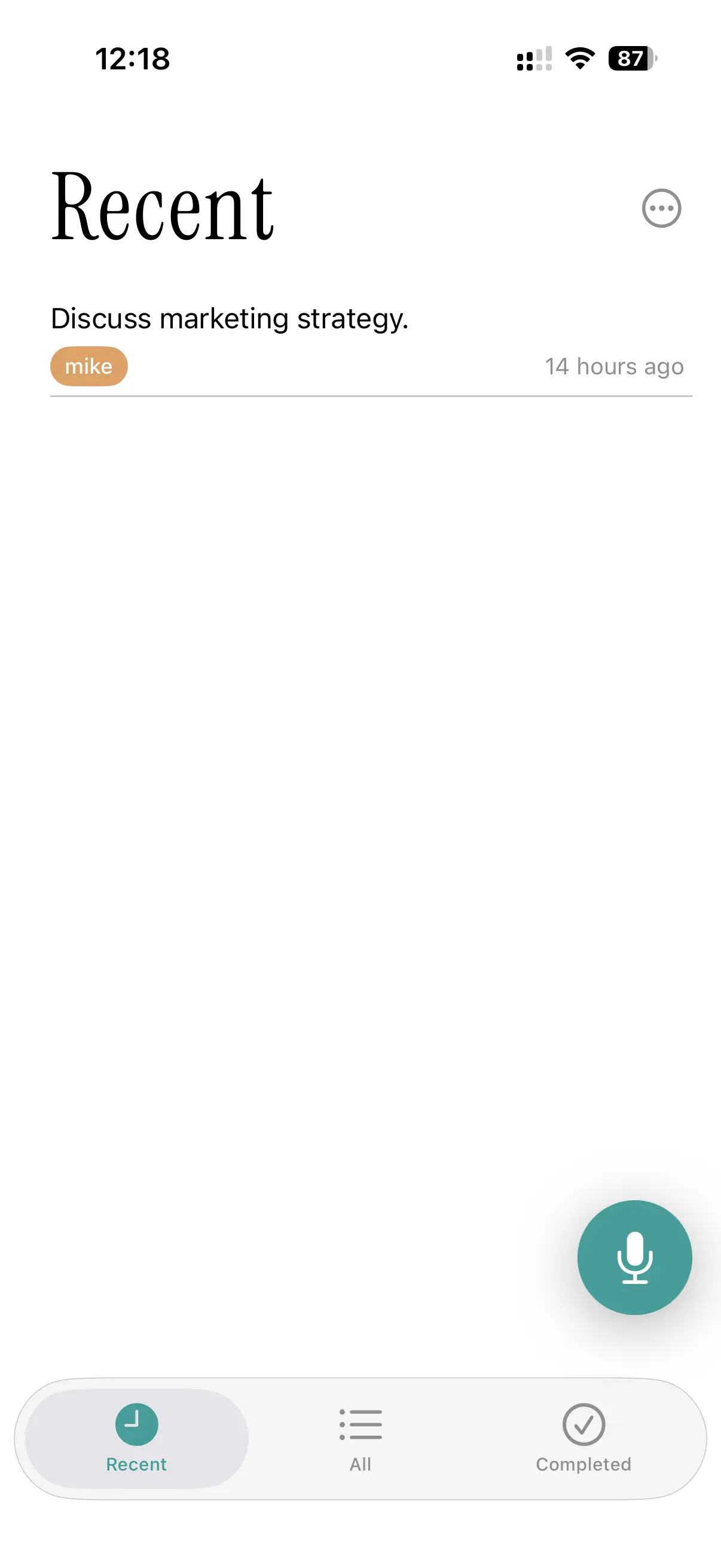 Murmur app showing transcribed note with tags